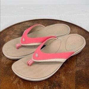 Powerstep Sandals Women's size 8 Thong Flip Flop Comfort Pink Orthotic Support